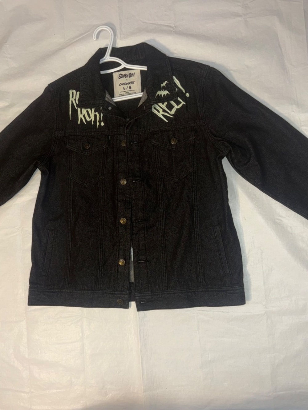 Cakeworthy Scooby-Doo Glow Denim Jacket featuring black corduroy material - Picture 8 of 16